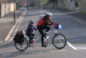 Early morning tandem climb to the Youth Hostel