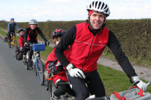 Tandems at the top of the climb from Carnforth